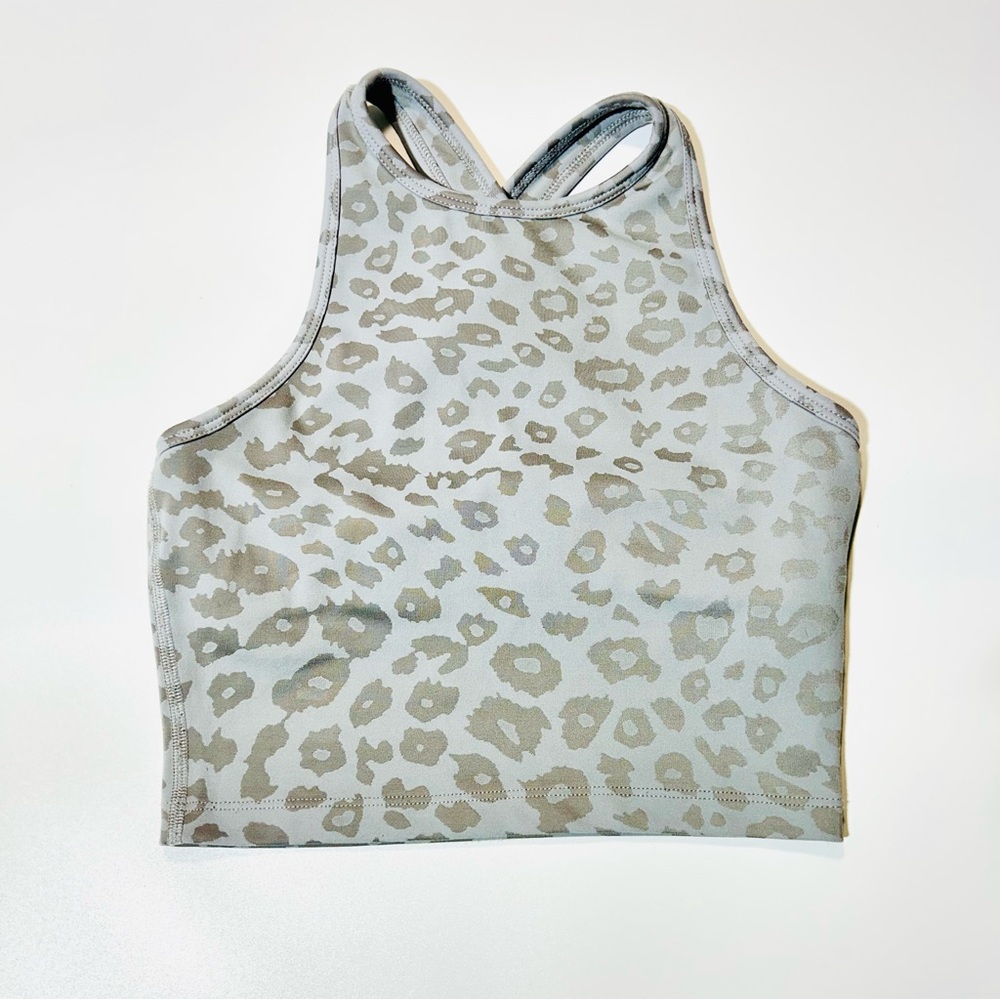 Beyond Yoga sports bra Leopard print High Neck sports bra gray women size XS